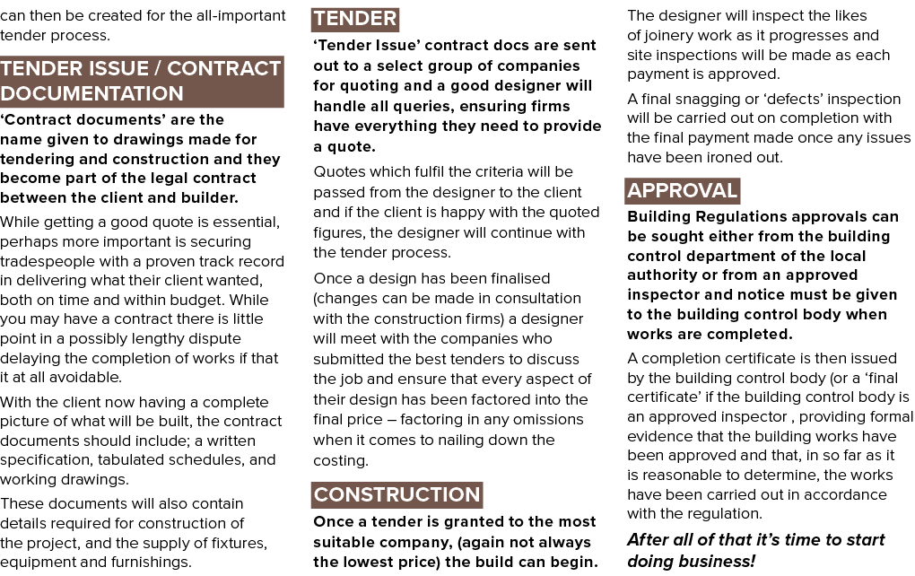 can then be created for the all important tender process. Tender issue / Contract documentation ‘Contract documents’ ...