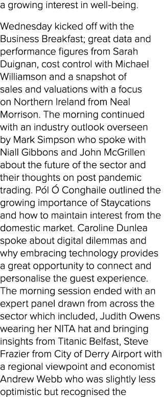 a growing interest in well being. Wednesday kicked off with the Business Breakfast; great data and performance figure...