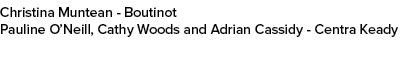 Christina Muntean Boutinot Pauline O’Neill, Cathy Woods and Adrian Cassidy Centra Keady 