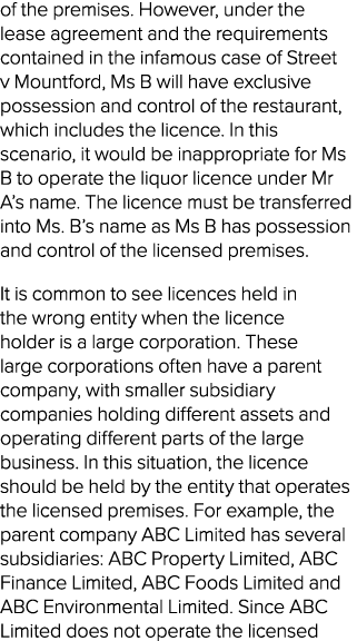 of the premises. However, under the lease agreement and the requirements contained in the infamous case of Street v M...