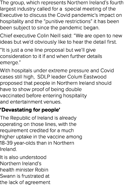 The group, which represents Northern Ireland s fourth largest industry called for a special meeting of the Executive    