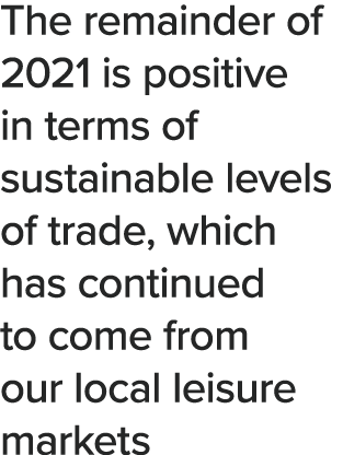 The remainder of 2021 is positive in terms of sustainable levels of trade, which has continued to come from our local   