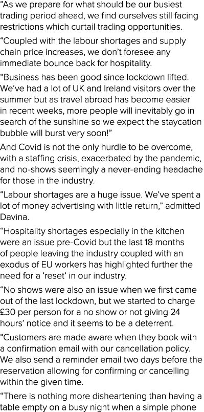  As we prepare for what should be our busiest trading period ahead, we find ourselves still facing restrictions which   