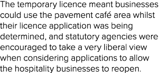 The temporary licence meant businesses could use the pavement café area whilst their licence application was being de   