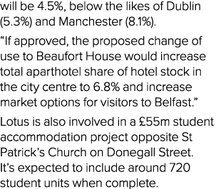 will be 4 5%, below the likes of Dublin (5 3%) and Manchester (8 1%)   If approved, the proposed change of use to Bea   