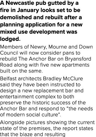 A Newcastle pub gutted by a fire in January looks set to be demolished and rebuilt after a planning application for a   