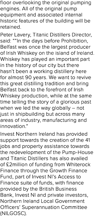floor overlooking the original pumping engines  All of the original pump equipment and associated internal historic f   