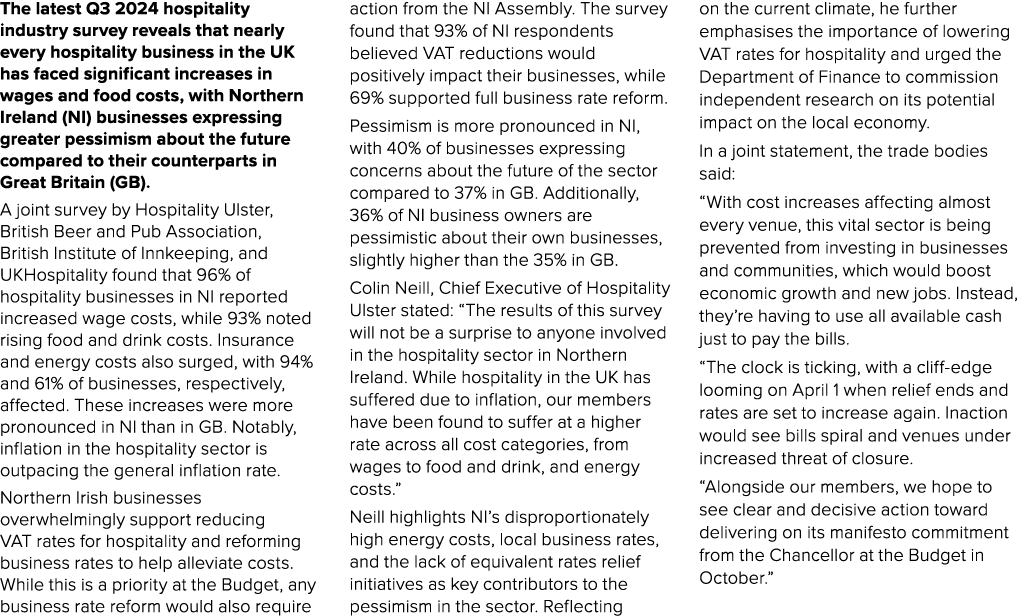 The latest Q3 2024 hospitality industry survey reveals that nearly every hospitality business in the UK has faced sig...