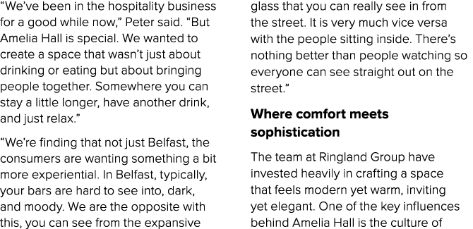 “We’ve been in the hospitality business for a good while now,” Peter said. “But Amelia Hall is special. We wanted to ...
