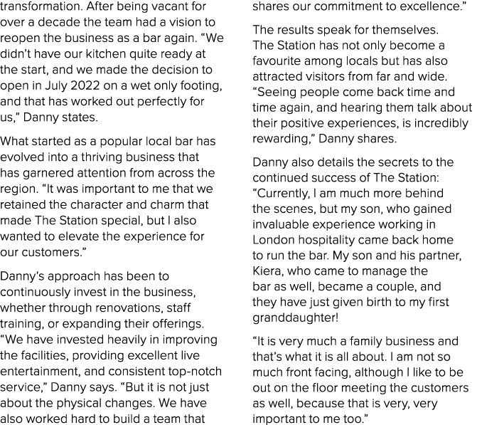 transformation. After being vacant for over a decade the team had a vision to reopen the business as a bar again. “We...