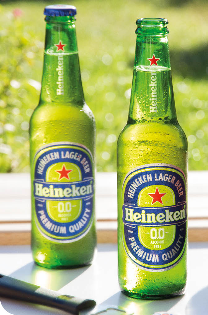 Having cold Heineken on a sunny day
