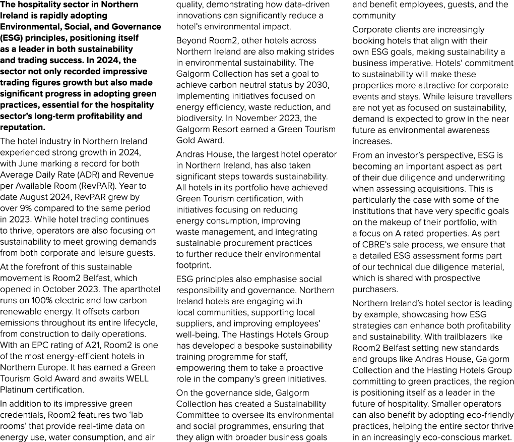 The hospitality sector in Northern Ireland is rapidly adopting Environmental, Social, and Governance (ESG) principles...