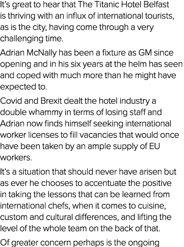 It’s great to hear that The Titanic Hotel Belfast is thriving with an influx of international tourists, as is the cit...