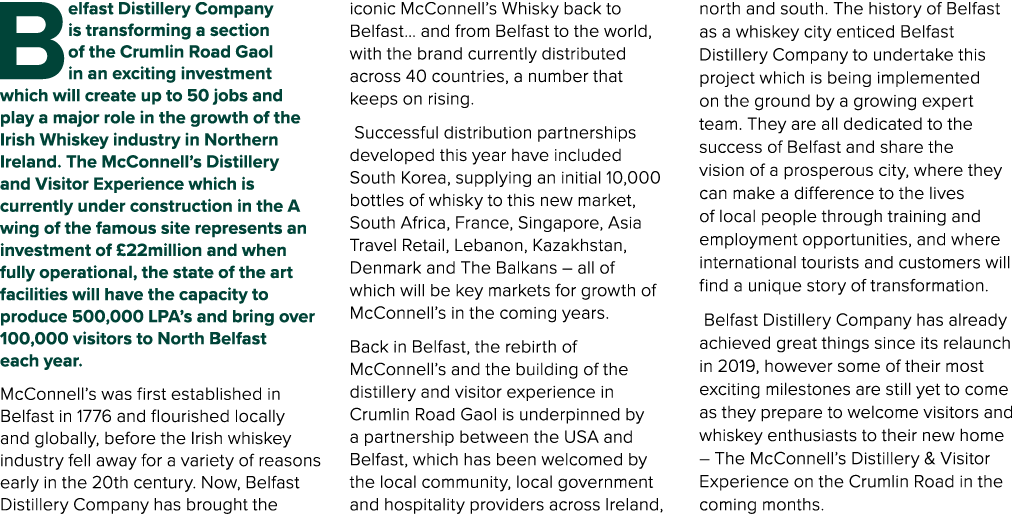 Belfast Distillery Company is transforming a section of the Crumlin Road Gaol in an exciting investment which will cr...