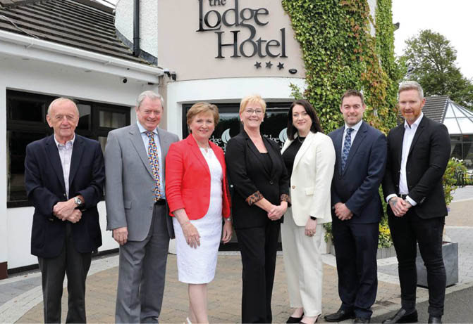 Ivor Boyd, past owner, Eugene McKeaver, Chairman, Catherine McKeaver, Director, Norma Wilkinson, past owner, Bridgeen Kealey, Marketing Director, Eddie McKeaver, Managing Director, and Adam Stockman, past owner pictured at the Lodge Hotel, Coleraine, during an announcement of new owners. WK29-01TM