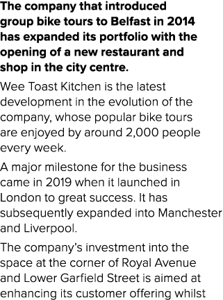 The company that introduced group bike tours to Belfast in 2014 has expanded its portfolio with the opening of a new ...