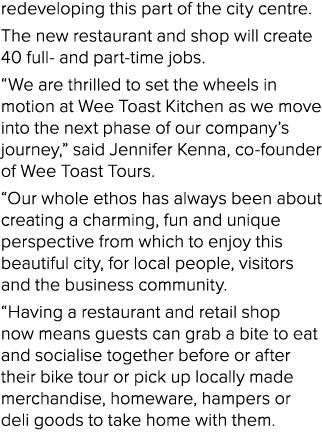redeveloping this part of the city centre. The new restaurant and shop will create 40 full and part time jobs. “We ar...