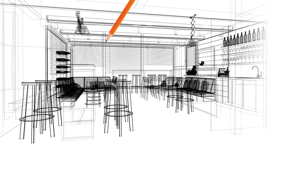 3d linear cafe restaurant 