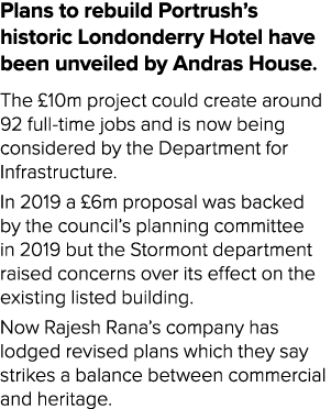 Plans to rebuild Portrush s historic Londonderry Hotel have been unveiled by Andras House  The  10m project could cre   