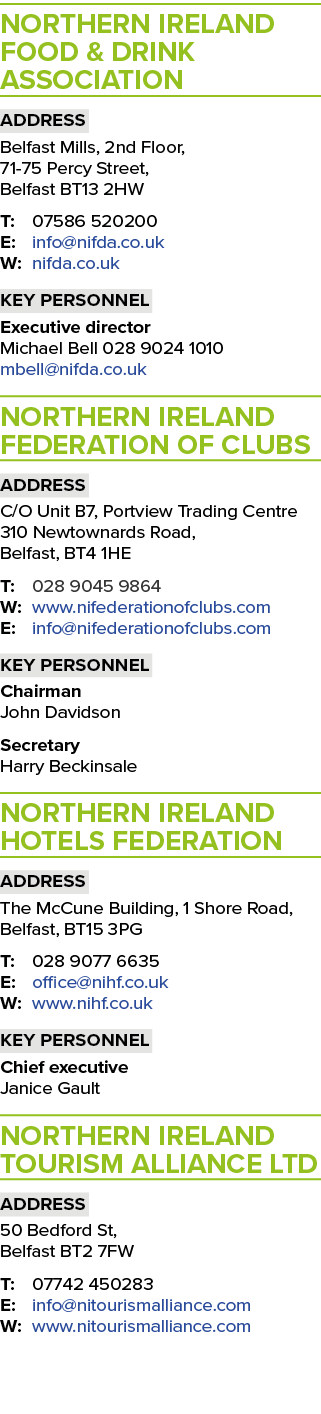 Northern Ireland Food & Drink Association Address Belfast Mills, 2nd Floor, 71-75 Percy Street, Belfast BT13 2HW T: 0   