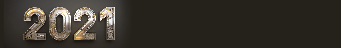 New year 2021 made from mechanical alphabet with gear  3D illustration