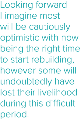 Looking forward I imagine most will be cautiously optimistic with now being the right time to start rebuilding, howev   