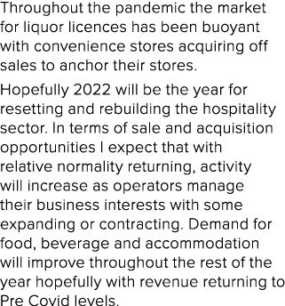 Throughout the pandemic the market for liquor licences has been buoyant with convenience stores acquiring off sales t   