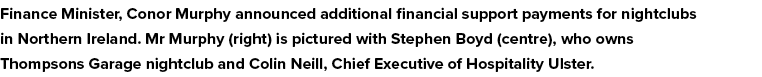 Finance Minister, Conor Murphy announced additional financial support payments for nightclubs in Northern Ireland  Mr   