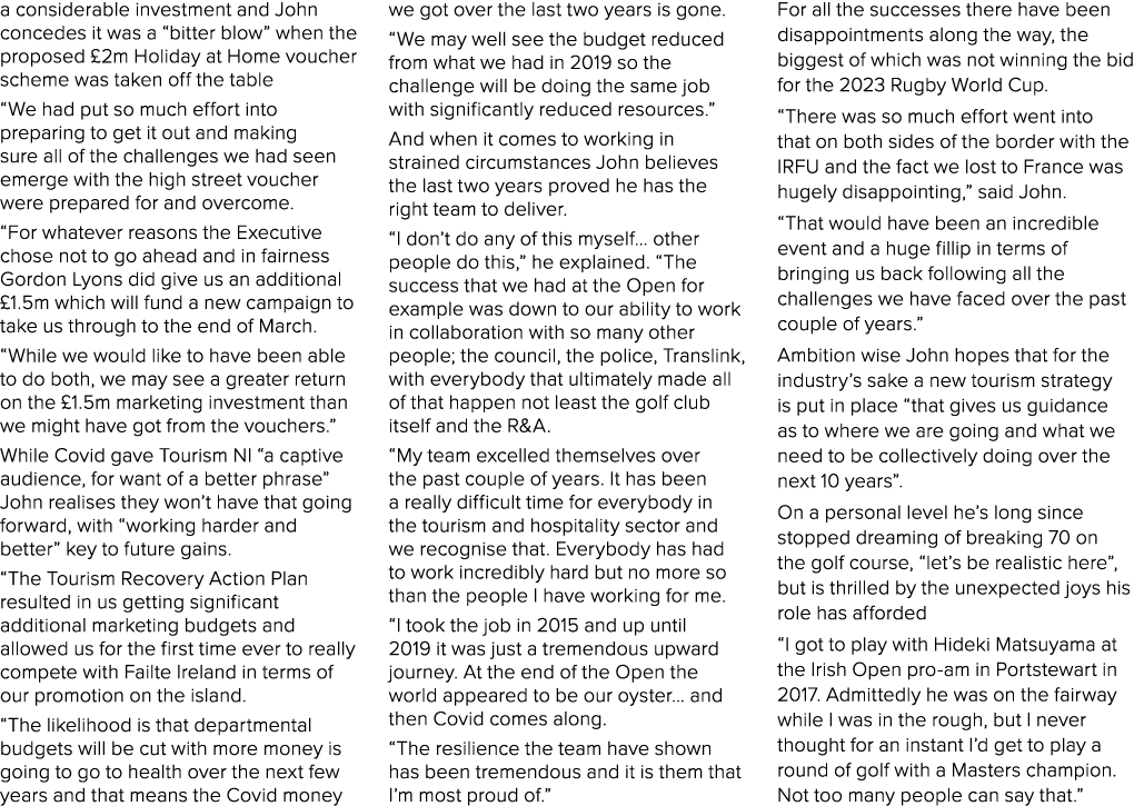 a considerable investment and John concedes it was a  bitter blow  when the proposed  2m Holiday at Home voucher sche   