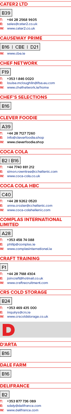 CATER2 Ltd B39 T: +44 28 2568 9605 E: sales cater2 co uk W: www cater2 co uk Causeway Prime B16   CBE   D21 W: www cb   