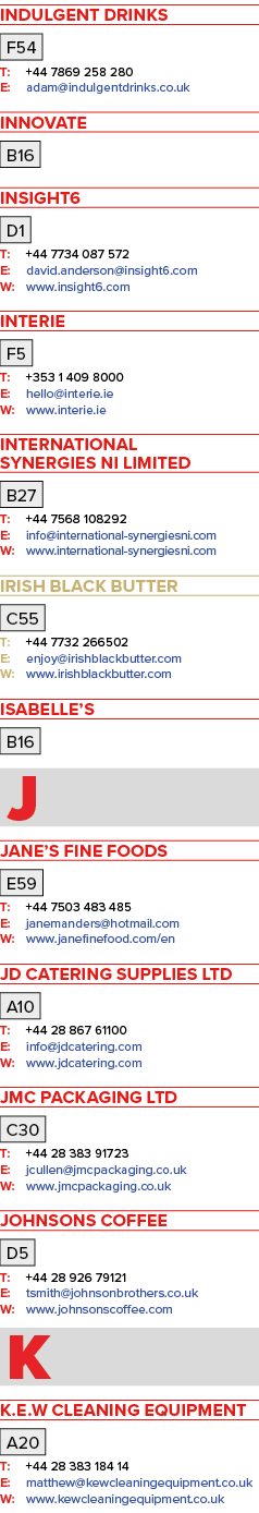 Indulgent Drinks F54 T: +44 7869 258 280 E: adam indulgentdrinks co uk Innovate B16 insight6 D1 T: +44 7734 087 572 E   