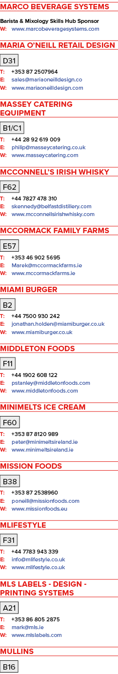 Marco Beverage Systems Barista & Mixology Skills Hub Sponsor W: www marcobeveragesystems com Maria O Neill Retail Des   