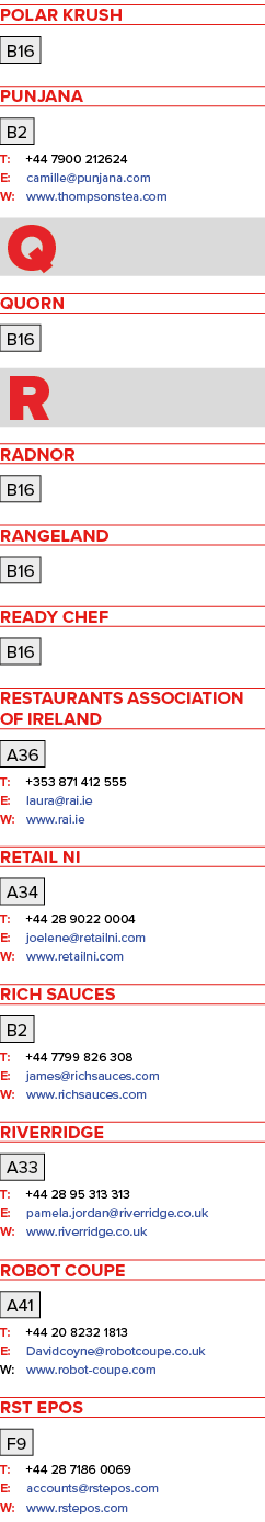 Polar Krush B16 Punjana B2 T: +44 7900 212624 E: camille punjana com W: www thompsonstea com Q Quorn B16 R Radnor B16   