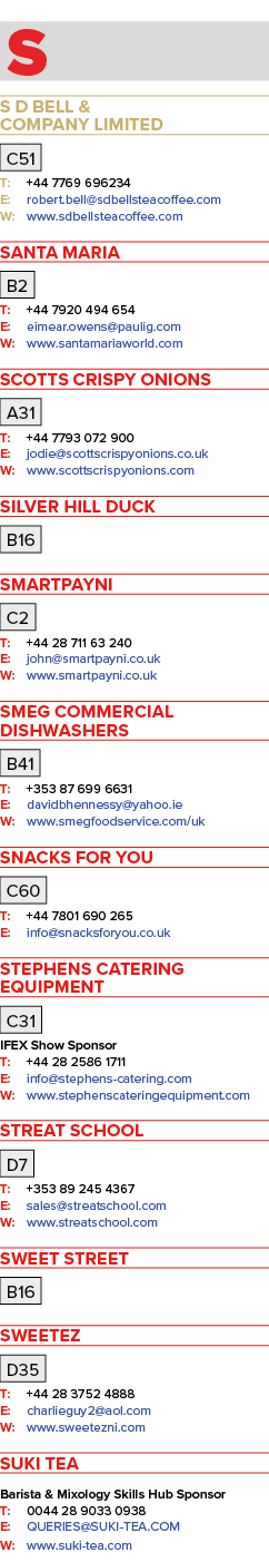 S S D Bell & Company Limited C51 T: +44 7769 696234 E: robert bell sdbellsteacoffee com W: www sdbellsteacoffee com S   