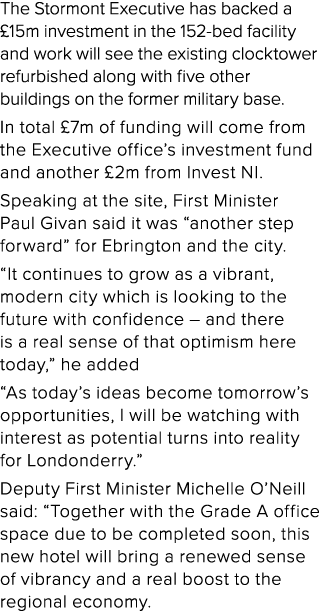 The Stormont Executive has backed a  15m investment in the 152-bed facility and work will see the existing clocktower   