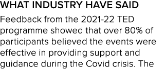 What industry have said Feedback from the 2021 22 TED programme showed that over 80% of participants believed the eve...