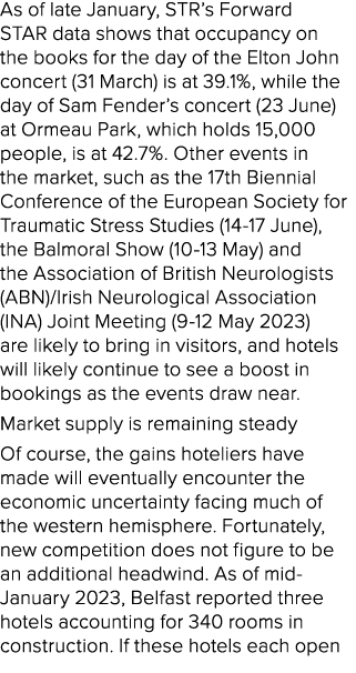 As of late January, STR’s Forward STAR data shows that occupancy on the books for the day of the Elton John concert (...