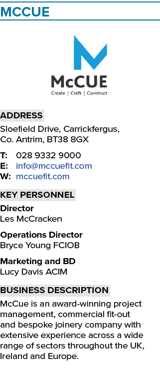 McCue ￼ Address Sloefield Drive, Carrickfergus, Co. Antrim, BT38 8GX T: 028 9332 9000 E: info@mccuefit.com W: mccuefi...