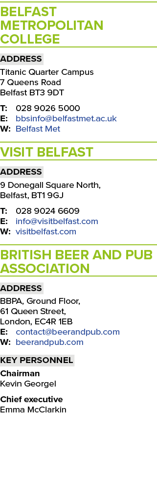 Belfast Metropolitan College Address Titanic Quarter Campus 7 Queens Road Belfast BT3 9DT T: 028 9026 5000 E: bbsinfo...