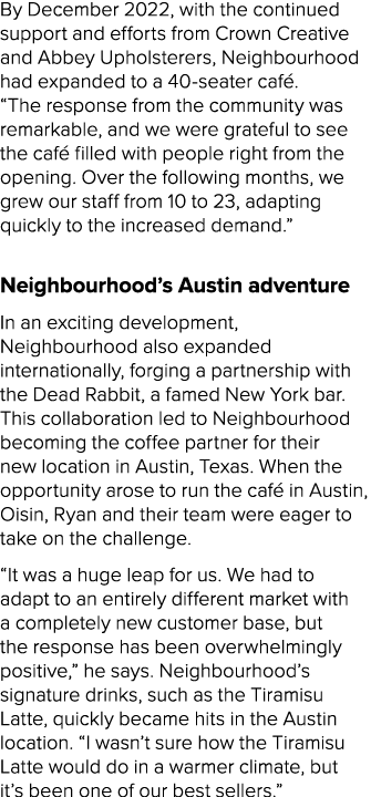 By December 2022, with the continued support and efforts from Crown Creative and Abbey Upholsterers, Neighbourhood ha...