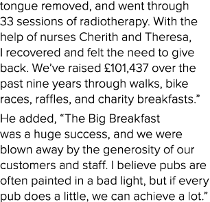 tongue removed, and went through 33 sessions of radiotherapy. With the help of nurses Cherith and Theresa, I recovere...