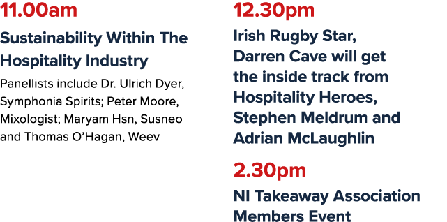11.00am Sustainability Within The Hospitality Industry Panellists include Dr. Ulrich Dyer, Symphonia Spirits; Peter M...