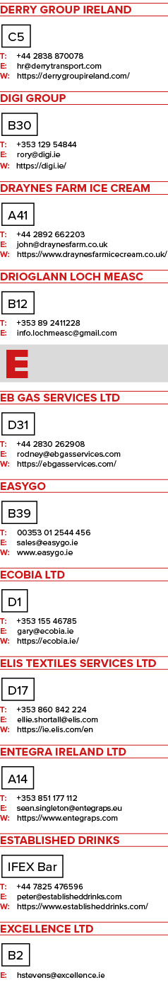 Derry Group Ireland C5 T: +44 2838 870078 E: hr@derrytransport.com W: https://derrygroupireland.com/ Digi Group B30 T...