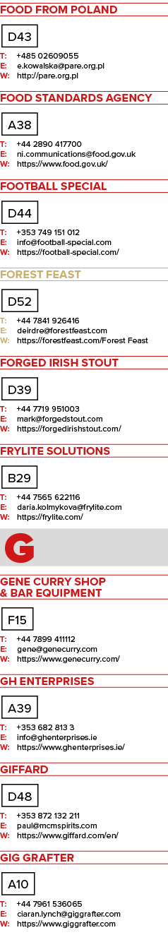 Food from poland D43 T: +485 02609055 E: e.kowalska@pare.org.pl W: http://pare.org.pl Food Standards Agency A38 T: +4...