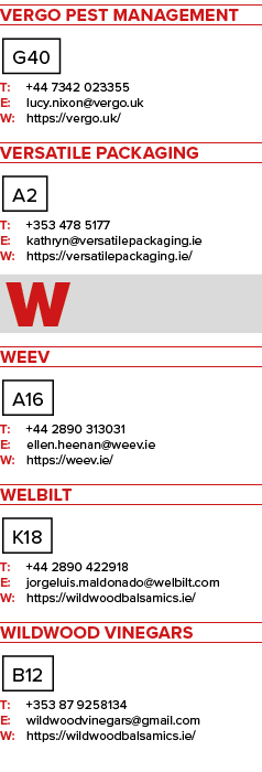 Vergo Pest Management G40 T: +44 7342 023355 E: lucy.nixon@vergo.uk W: https://vergo.uk/ Versatile Packaging A2 T: +3...