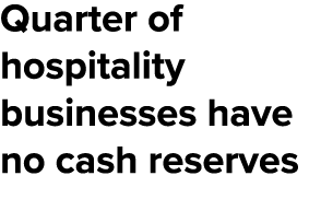Quarter of hospitality businesses have no cash reserves