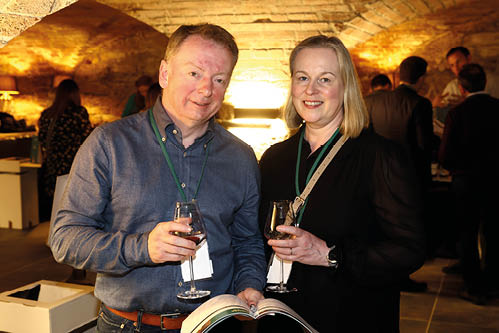 Press Eye - Belfast, Northern Ireland - 20th February 2024 - Photo by William Cherry/Presseye Pictured at the Bibendum Wine Tasting Portfolio at Custom House, Belfast are Brendan and Fiona Rolston from Cairndhu Golf Club  Photo by William Cherry/Presseye