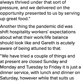 always thrived under that sort of pressure, and we delivered on the opportunity presented to us by serving up great f...