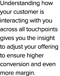 Understanding how your customer is interacting with you across all touchpoints gives you the insight to adjust your o...