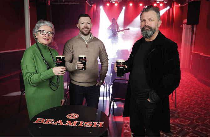 GREAT NIGHT STOUT: Live music lovers are in for a treat over the coming months as The Court House in Bangor hosts The Beamish Sessions, a series of intimate gigs in February and March featuring a stellar line-up that includes Hothouse Flowers, David Holmes, Duke Special and punk legend Jah Wobble. Supported by leading stout brand Beamish in partnership with Arts & Business NI, the sessions get under way on Sunday February 11 with punk legend and former PiL bassist Jah Wobble, and conclude on Saturday March 30 with a headline show from legendary Irish band Hothouse Flowers.  Launching the Sessions at The Court House are (l-r) Maeve McKervey from Arts & Business NI, Matthew Fitzpatrick of United Wines, the company that distributes Beamish in Northern Ireland, and Kieran Gilmore, Director of The Court House and co-founder of local music and arts charity Open House which owns and operates the venue. For more information on The Beamish Sessions at The Court House, Bangor, visit www.courthousebangor.com/event-category/beamish-sessions/.